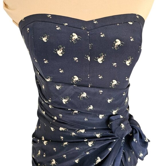 Club Monaco Harper Navy Blue with White Ditsy Flower Sleeveless Dress Sz 6 - Picture 2 of 9